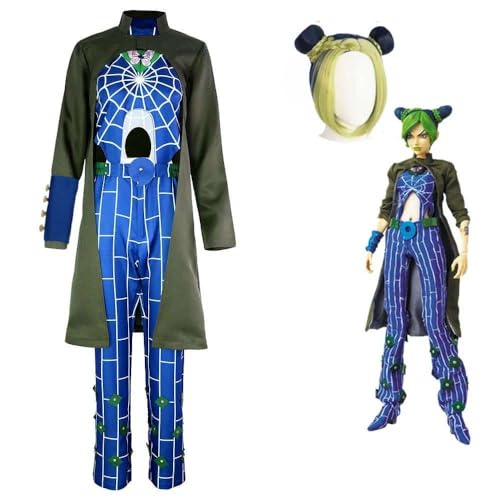 Anime JoJo?s Bizarre Adventure Jolyne Cujoh Kujo Cosplay Kostüm Outfits Suit wig hair Halloween Carnival, Set 2 with wig, M von CosplayHero