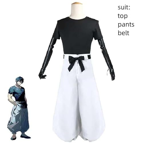 Anime Jujutsu Kaisen Fushiguro Toji Cosplay Kostüm Aldult Unisex Top Pants Wig Halloween Rave Party Combat Uniform Suit, J001, M von CosplayHero