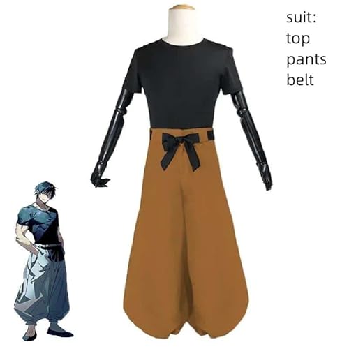 Anime Jujutsu Kaisen Fushiguro Toji Cosplay Kostüm Aldult Unisex Top Pants Wig Halloween Rave Party Combat Uniform Suit, J002, M von CosplayHero