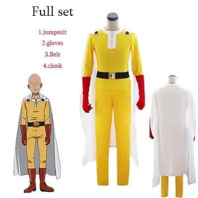 Anime One Punch-Man Cosplay Kostüms Saitama Cosplay Battle Suits Red High Boots for Men Halloween Cosplay Schuhe Customized Made, Full set, L von CosplayHero