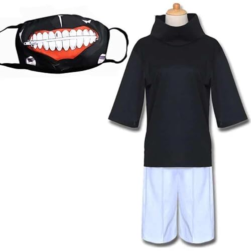 Anime Tokyo Ghoul Kaneki Ken Maske Cosplay Kostüm Shirt Shorts Tops Men Women Halloween Party Outfit, Mask Costume, L von CosplayHero