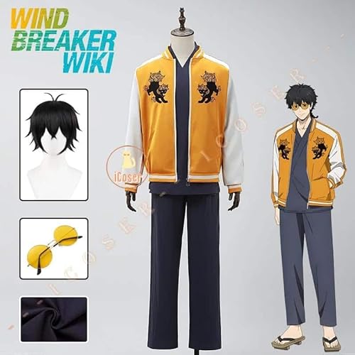 Anime WIND BREAKER Jo Togame Cosplay Kostüm Wig Perücke Shishitoren Jacket Uniform Sunglasses Kimono für Damen Herren Prop, Full set, S von CosplayHero