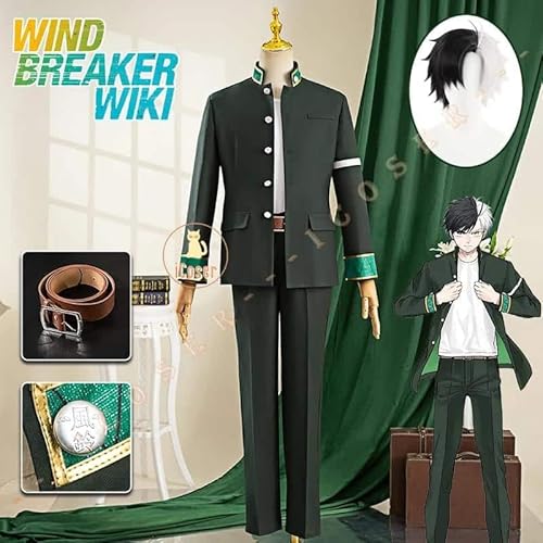 Anime Wind Breaker Haruka Sakura Cosplay Kostüm Wig Perücke School Uniform Bofurin Jacket Belt Set für Damen Herren, Full set, L von CosplayHero