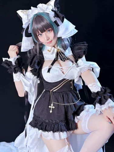 Azur Lane Cheshire Derss Cosplay Kostüm Cos Game Anime Party Uniform Hallowen Play Role Clothes Clothing, Black, XL von CosplayHero