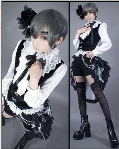 Black Butler Ciel Phantomhive Cosplay Kostüm mit Strümpfen, with wig Ring, L von CosplayHero