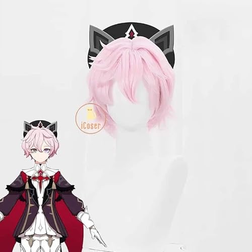 Dahlia Cosplay Kostüm Wig Perücke Genshin Impact Uniform Cap Goth Vampire Heterochromia Boy Fontaine Mondstadt Damen Herren Prop, Wig Only, M von CosplayHero