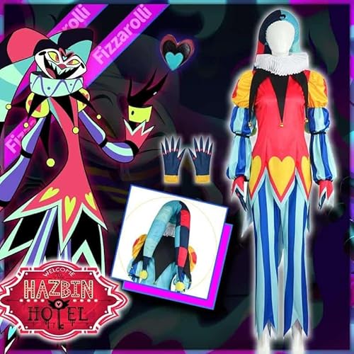 Fizzarolli Cosplay Kostüm Anime Hazbin Hotel Hat Gloves Collar Uniform Suit Helluva Boss Ozzie's Demon Halloween Party, Costume Set, S von CosplayHero