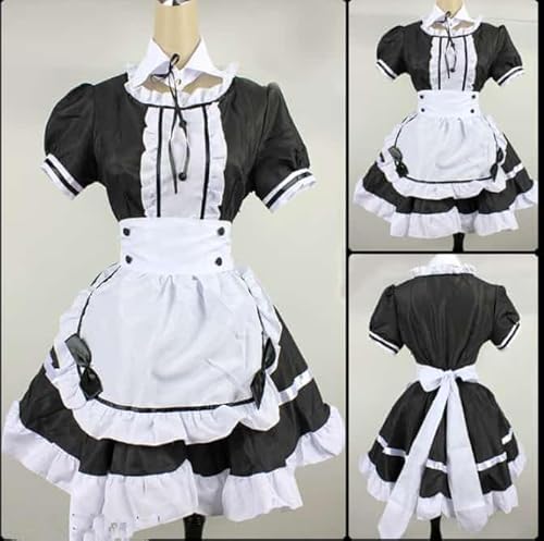 French Maid Cosplay Maid Outfit Herren Damen, Black, 4XL von CosplayHero