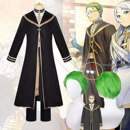 Frieren Beyond Journey's End Heiter Cosplay Anime Costume Wig Priest Uniform Cloak Glasses Green Hair Halloween Party Women Men, C1W1, XL von CosplayHero