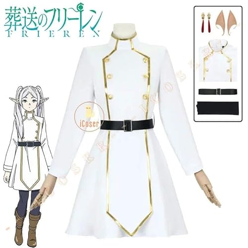 Frieren Cosplay Kostüm Wig Perücke Kleid Coat Scarf Anime Frieren Beyond Journey's End Winter on The Northern Lands Damen Set, Dress set, XXXL von CosplayHero