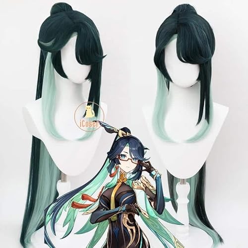 Game Genshin Impact Xianyun Cosplay Kostüm Wig Perücke Kleid Uniform Glasses Passerine Herald Liyue für Damen Herren Props, Wig Only, M von CosplayHero