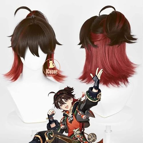 Gaming Cosplay Kostüm Wig Perücke Genshin Impact Uniform Outfit Pendant Leonine Vanguard Liyue Kostüm für Damen Herren Props, Wig Only, M von CosplayHero