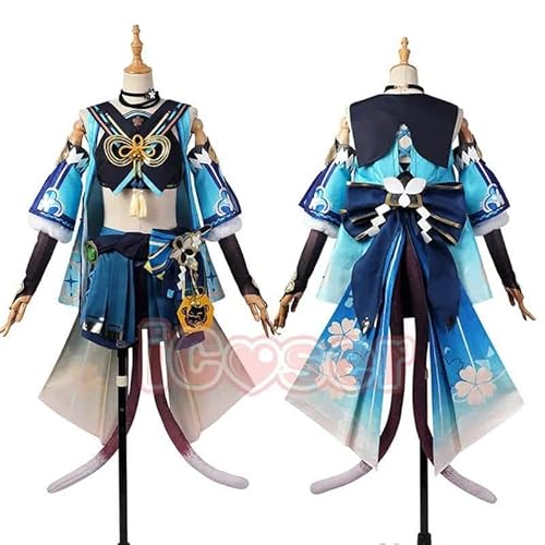 Genshin Impact Kirara Cosplay Kostüm Wig Perücke Game Uniform Outfit Headwear Tail Cat Upon The Eaves Vision Inazuma Herren Damen, Costume only, M von CosplayHero