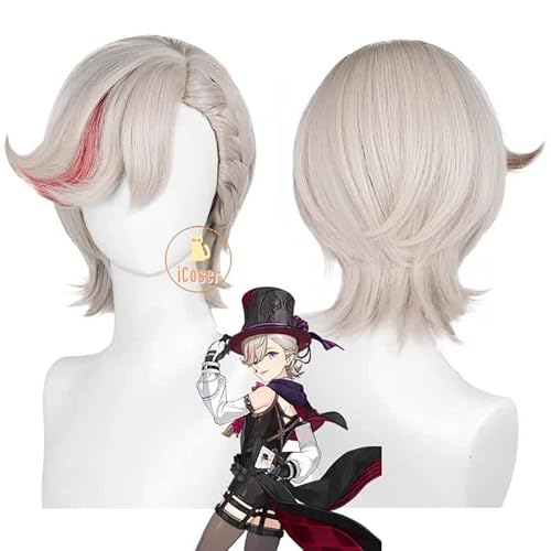 Genshin Impact Lyney Cosplay Kostüm Wig Perücke Uniform Fontaine Magician Pyro Hat Lynette Damen Herren Props, Wig Only, L von CosplayHero