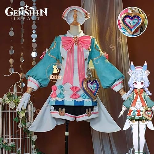 Genshin Impact Sigewinne Cosplay Kostüm Kleid Wig Perücke Bag Fontaine Uniform Lolita Hat Tail fortress of Meropide für Damen, Costume only, L von CosplayHero