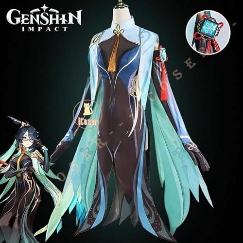 Genshin Impact Xianyun Cosplay Kostüm Wig Perücke Kleid Uniform Glasses Passerine Herald Liyue Damen Props, Costume only, S von CosplayHero