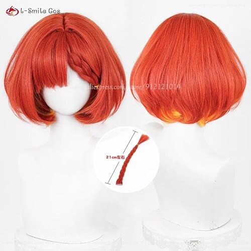 HSR Tribios Tribbie Trianne Cosplay Perücke 35cm Rot Gold BOBO Perücke Anime Cosplay Hitzebeständige Synthetikhaar, Trianne, One Size von CosplayHero