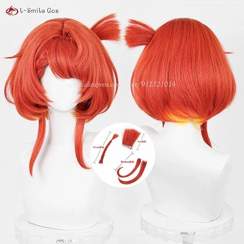 HSR Tribios Tribbie Trianne Cosplay Perücke 35cm Rot Gold BOBO Perücke Anime Cosplay Hitzebeständige Synthetikhaar, Tribios, One Size von CosplayHero