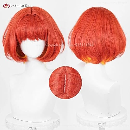 HSR Tribios Tribbie Trianne Cosplay Perücke 35cm Rot Gold BOBO Perücke Anime Cosplay Hitzebeständige Synthetikhaar, Trinnon, One Size von CosplayHero