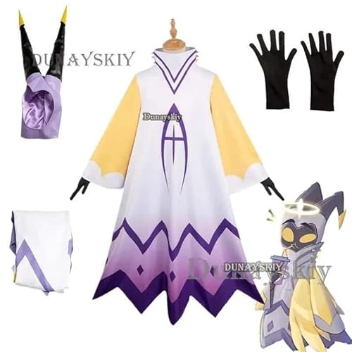 Hazbin Adam Cosplay Anime Hotel Man First Angel Halo Clothes Maske Cosplay Kostüm Suit Cos Adult Herren Kostüm, C1 hat, L von CosplayHero