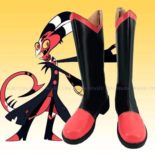 Hazbin Lucifer Cosplay Hotel Vox Cosplay Vox Shoes Vox Blue Black Shoes Damen Herren Leather Boots Black Cosplay, Blitzo, 47 von CosplayHero