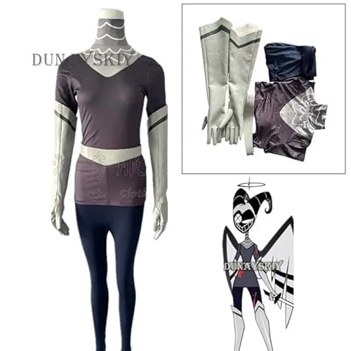 Hazbin Wig Perücke Lute Angel Anime Lute Cosplay Hotel Fight Kostüm Carnaval Fancy Silver Color Boots Cosplay Prop, C1, M von CosplayHero