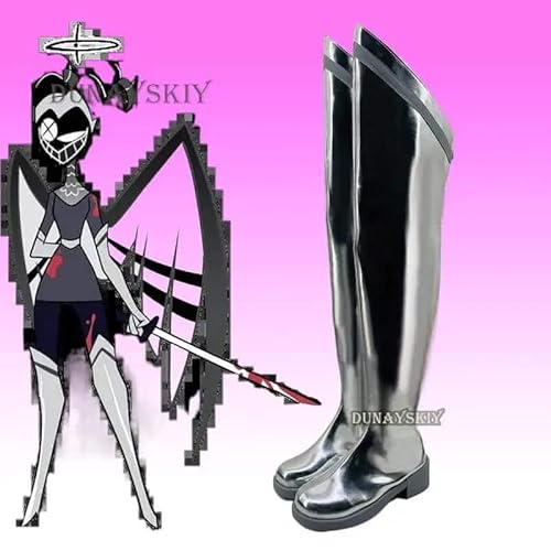 Hazbin Wig Perücke Lute Angel Anime Lute Cosplay Hotel Fight Kostüm Carnaval Fancy Silver Color Boots Cosplay Prop, Shoes black 35-44, M von CosplayHero