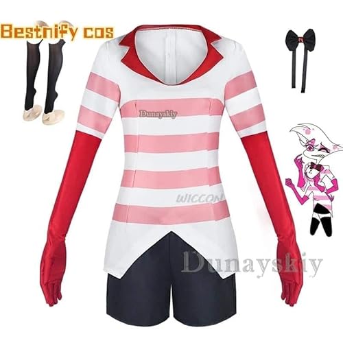 Hazbin cos Hotel Cosplay Angel Dust Cosplay Kostüm Uniform Damen Girls Birthday Kleid Kostüm suit, C1, L von CosplayHero