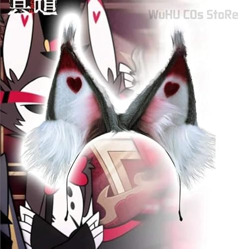 Husk Cosplay Kostüm Uniform Hazbin Cosplay Hotel Husk Cosplay Kostüm Black Outfits with Hat Ears Eyebrows Prop, Headwear, XXL, Husk von CosplayHero