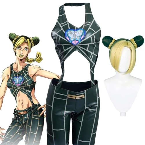 Jolyne Cujoh Cosplay JoJo's Bizarre Adventure Top Pants Wig Halloween Carnival Outmeant for Disguise Role Play, Clothes and wig, L von CosplayHero