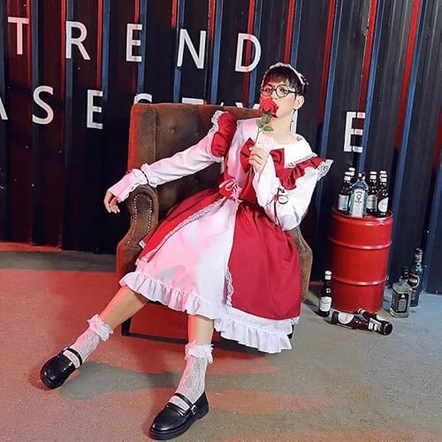 Kodona Maid Cosplay Costume Lolita Herren Damen, red, 5XL von CosplayHero