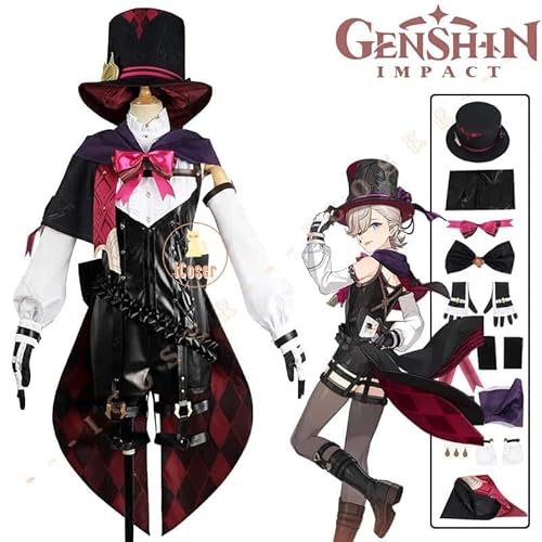 Lyney Cosplay Kostüm Genshin Impact Game Uniform Outfit Magician Pyro Lynette Fontaine Kostüm Damen Herren, Costume only, XS von CosplayHero