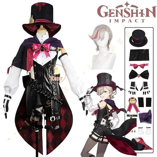 Lyney Cosplay Kostüm Genshin Impact Game Uniform Outfit Magician Pyro Lynette Fontaine Kostüm Damen Herren, Full set, L von CosplayHero