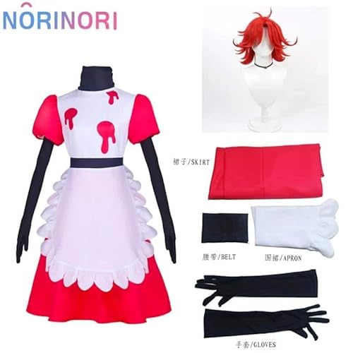 Niffty Anime Hazbin Niff Cosplay Kostüm Suit Cute Devil Roleplay Clothes Wig Perücke Uniform Hotel Cosplay Damen Kleid, Costume and Wig, S von CosplayHero