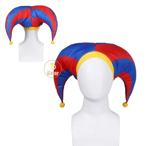 Pomni Cosplay Kostüm Anime The Amazing Digital Circus Cartoon Uniform Hat Gloves für Damen Herren Kids Kostüms, Hat only, Kids 120cm von CosplayHero