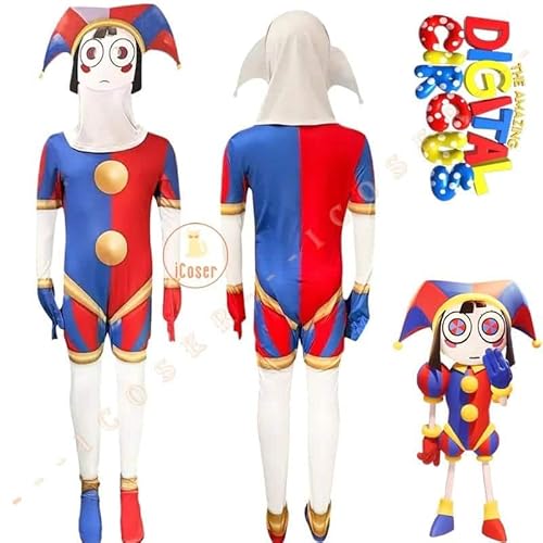 Pomni Cosplay Kostüm The Amazing Digital Circus Cartoon Kostüm Ragatha Jax Caine Cosplay Jumpsuit Kids Children Gift, Pomni set a, 120 von CosplayHero