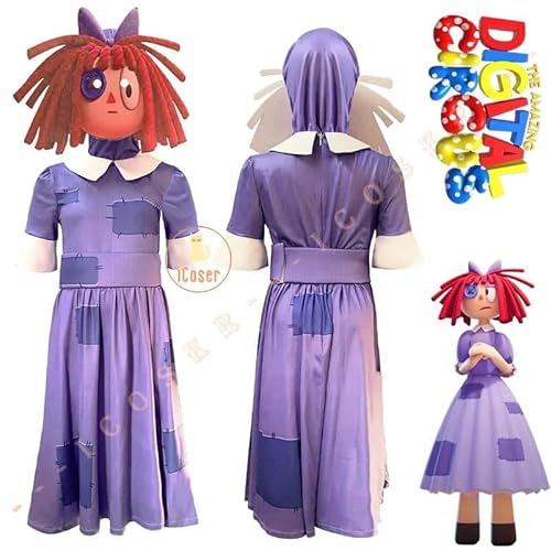 Pomni Cosplay Kostüm The Amazing Digital Circus Cartoon Kostüm Ragatha Jax Caine Cosplay Jumpsuit Kids Children Gift, Ragatha set, 160(s) von CosplayHero