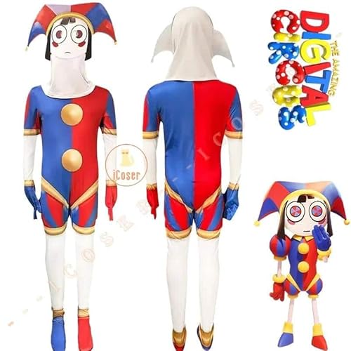 The Amazing Digital Circus Pomni Cartoon Cosplay Kostüm Ragatha Jax Caine Funny Kostüms Uniform für Kids Children, Pomni set, 140 von CosplayHero