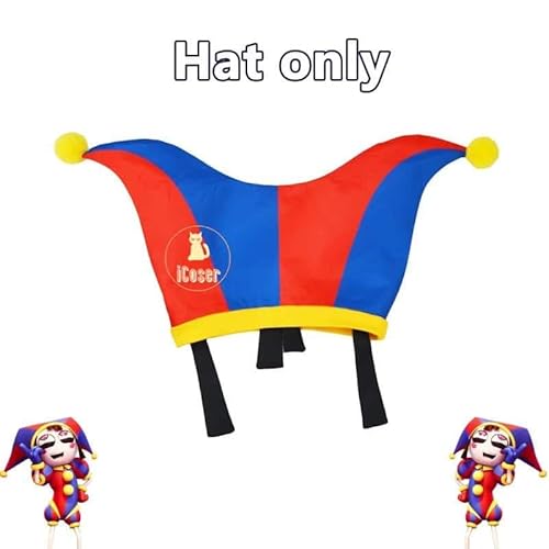 The Amazing Digital Circus Pomni Cosplay Kostüm Uniform Jumpsuit Hat Bodysuit Human für Adult Kids Kostüm Cartoon Cos, Hat only, M von CosplayHero