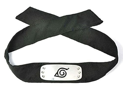 CosplayStudio Naruto Stirnband für Shinobi Kostüm mit Konohagakure Wappen aus Metall | Schwarz von CosplayStudio