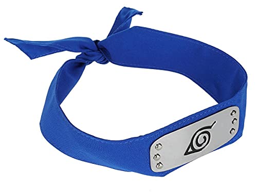 CosplayStudio Naruto Ninja Konoha Stirnband | Metallplatte mit Konohagakure Wappen | Farbe: Blau von CosplayStudio