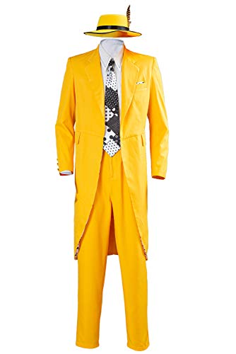 CosplaySky Jim Carrey Kostüm The Mask Cosplay Gelb Lang Anzug Halloween Stylisches Outfit Medium von Cosplaysky