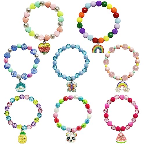 Cosswe 8 Stück Armbänder für Mädchen, Bunte Kinderschmuck Handmade Armband, Armband Schmetterling Freundschaftsarmband Schmuck Kinder Mitgebsel Kindergeburtstag Mädchen Geschenke von Cosswe