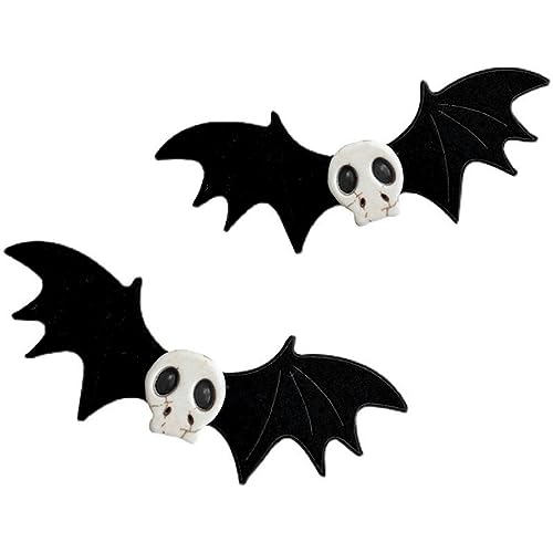 Halloween Haarspangen,Cosswe 2Pcs Halloween Haar Clips Horror Fledermaus Flügel Haar Clip Schädel Haarspange Cosplay Mädchen Haarschmuck Haarspange Kopfschmuck Festival Haarnadel von Cosswe