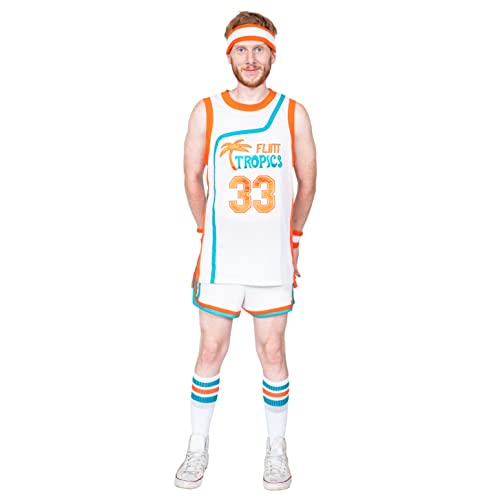 Jackie Moon Basketballspieler Flint Tropics #33 Trikot und Shorts Halloween Kostüm Cosplay (3XL) von Costume Agent