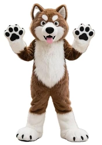 Costume Shine Einen flauschigen, braunen huskier-hund-Maskottchenkostüm für Erwachsene – Anpassbarer, leichter Ganzkörper-Plüschanzug mit Kühlgebläse und Eisweste Costume Shine Einen flauschigen, braunen huskier-hund-Maskottchenkostüm für Erwachsene – Anpassbarer, leichter Ganzkörper-Plüschanzug mit Kühlgebläse und Eisweste von Costume Shine