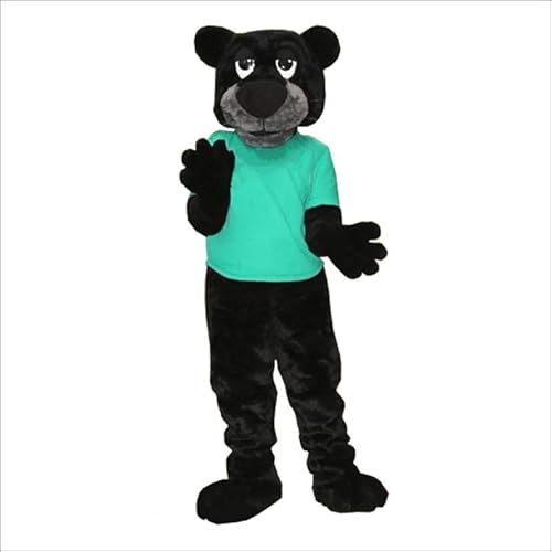 Costume Shine Schwarzer Panther in grüner Shirt-Maskottchenkostüm für Erwachsene – Anpassbarer, leichter Ganzkörper-Plüschanzug mit Kühlgebläse und Eisweste Costume Shine Schwarzer Panther in grüner Shirt-Maskottchenkostüm für Erwachsene – Anpassbarer, leichter Ganzkörper-Plüschanzug mit Kühlgebläse und Eisweste von Costume Shine