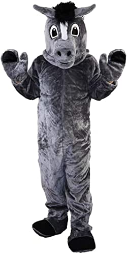 Graues Pferd Tier Maskottchen Kostüm Erwachsene Größe für Männer & Frauen Cosplay Hallowen Dress Up mit integriertem Ventilator von Costume Shine