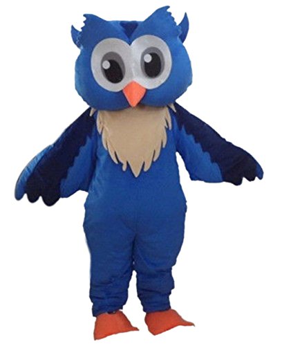 Maskottchen-Kostüm, groß, blaue Eule, für Erwachsene, Größe für Männer und Frauen, Körpergröße 1,5 m bis 1,8 m von Costume Shine