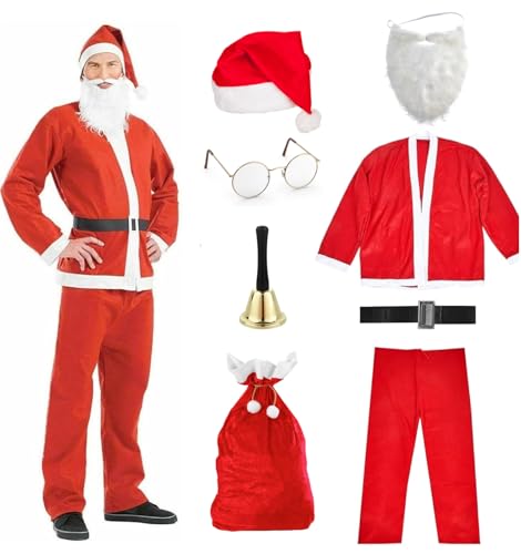 3x All-in-One Nikolauskostüm - Santa Claus Kostüm für Herren und Erwachsene – Perfekt für Weihnachten & Nikolaus von Costumed